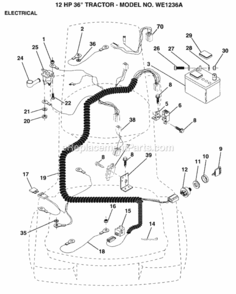 Electrical Diagram and Parts List for WE1236A 1999 And Before Weed Eater Lawn Tractor